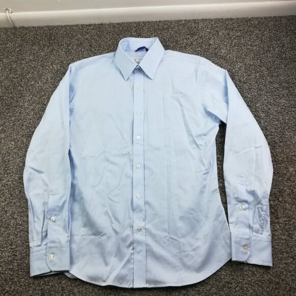 Teddy Stratford Shirt L/S Button Up Hidden Zipper Light Blue Mens Size 1 - Picture 2 of 10